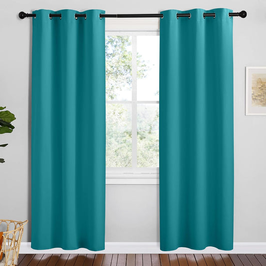 NICETOWN Room Darkening Curtains - Thermal Insulated Grommet Blackout - 78 Inch, Peacock Teal, 2 Panels