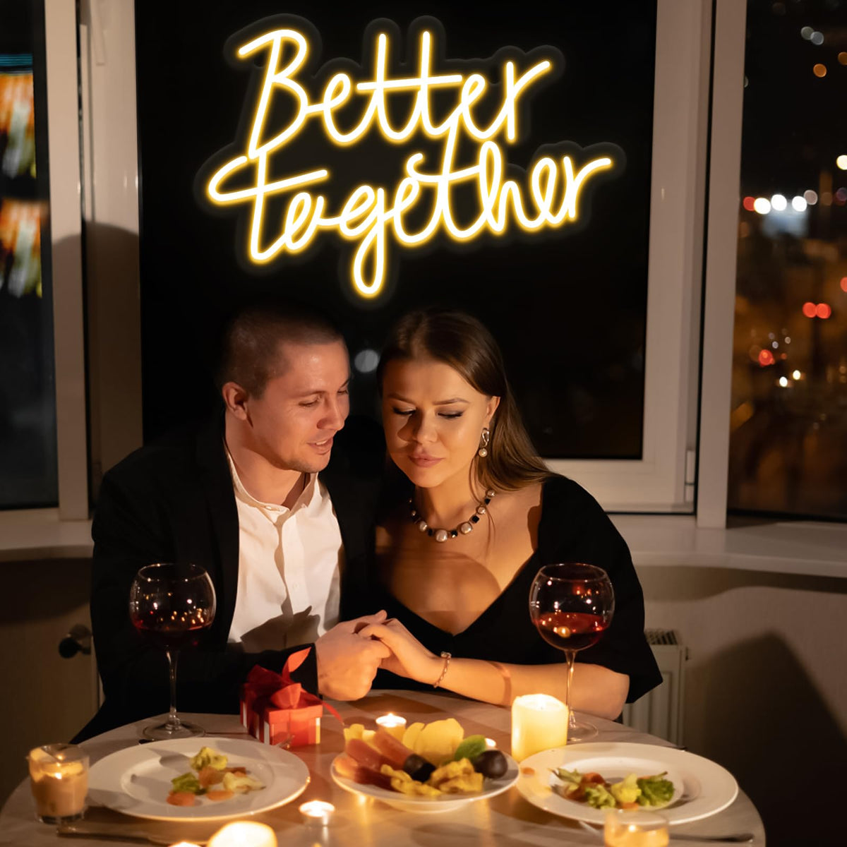 Miootly Better Together Neon Sign, LED Neon Sign Wall Decor for Wedding Bedroom Christmas Valentine's Day Women Birthday Gift Living Room Home Decor, 16"x 12" USB Powered 10 Brightness Settings Light