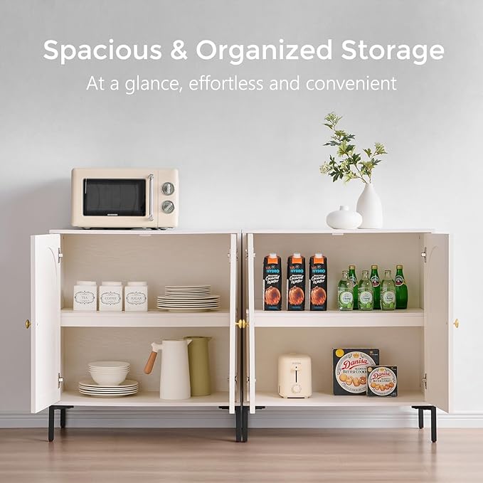 IFBUY Modern Sideboard Buffet Cabinet, 92.63" W Fluted Arched Buffet Cabinet