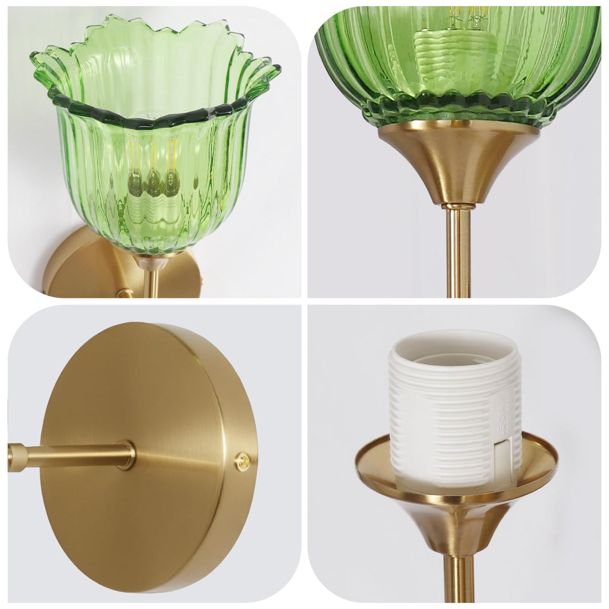 Blooming Rose Wall Sconce Set of 2, Medieval Retro & Modern Style Gold-Plated Wall Sconce with E26 Base (Bulbs Not Included) Wall Lamp for Bathroom Bedroom Kitchen Hallway Living Room Staircase Mirror
