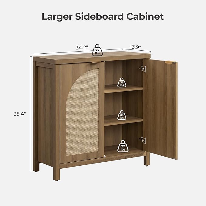 SICOTAS Rattan Sideboard Buffet Cabinet