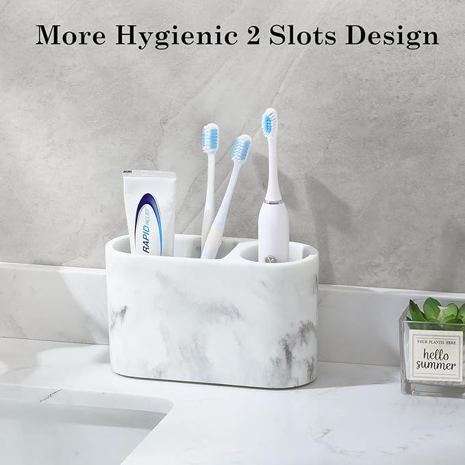 Luxspire Toothbrush Holder, 2 Slots Toothbrush and Toothpaste Holdersfor