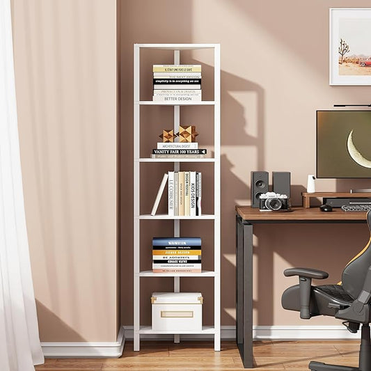TUTOTAK 6-Tier Corner Bookshelf, Corner Shelf
