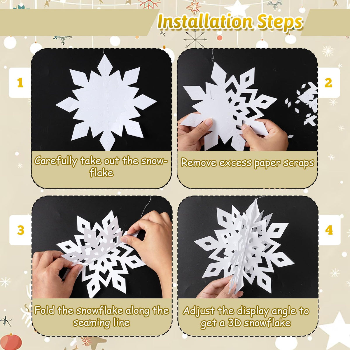 OuMuaMua Winter Christmas Snowflake Decorations Indoor, 24PCS 3D White Snowflakes Hanging Ornaments for Home Xmas Christmas Holiday Winter Wonderland New Year Party Decorations
