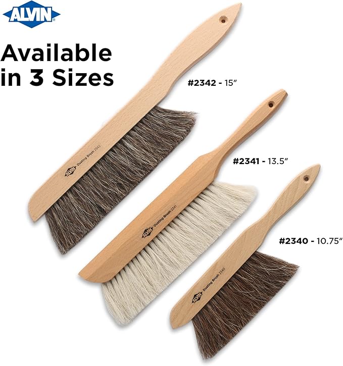 ALVIN 2342 Comfort Curve Dusting Brush, 100% Horsehair and Wood Handle