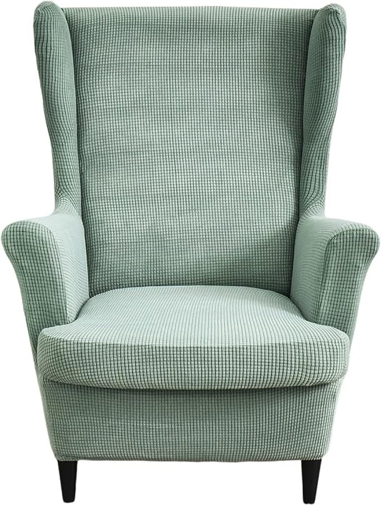 HAOYONG Jacquard Wingback Chair Cover Thickening Wing Armchair Covers Set of 2