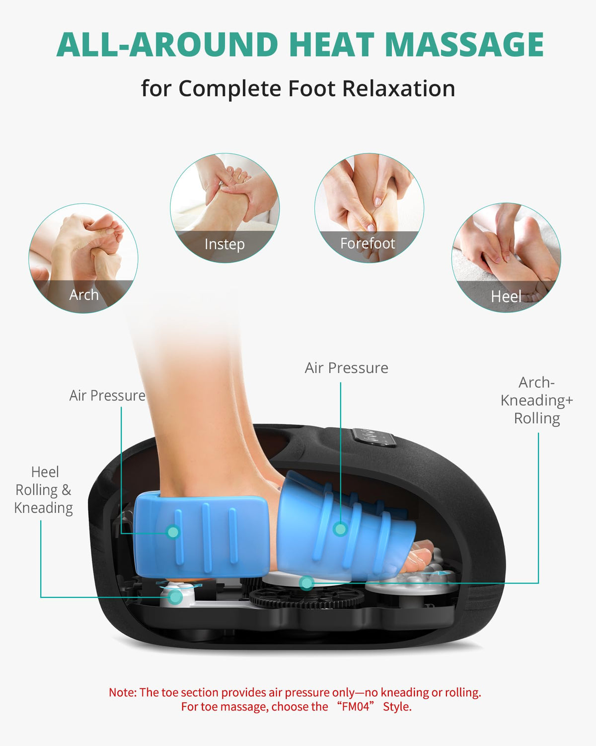 Medcursor Foot Massager Machine with Heat, Rolling, Deep Kneading, Shiatsu Foot Massager for Delivers Pain Relief, Tired, Plantar Fasciitis, Gift for Women Mom Men Fits Up to 13"