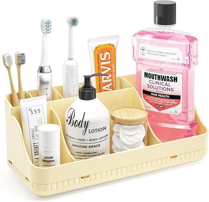 Bathroom Counter Organizer and Storage, 7 Slots Detachable Toothbrush Holders