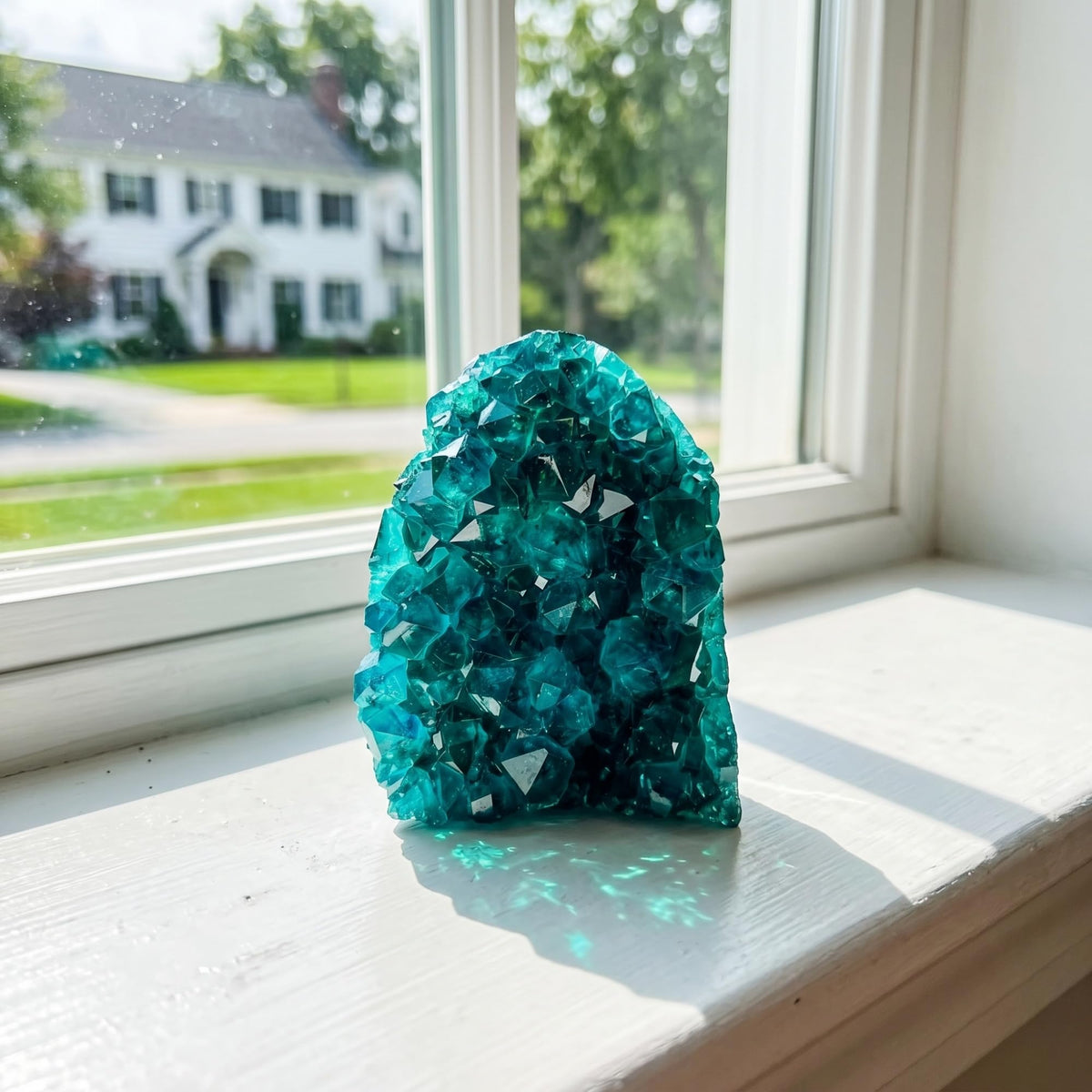 CrystalHola 1Pc Lake Blue Geode Crystal Cluster - Unique Crystal Decor for Home Decor, Crystal Collections, Meditation (600-700g)