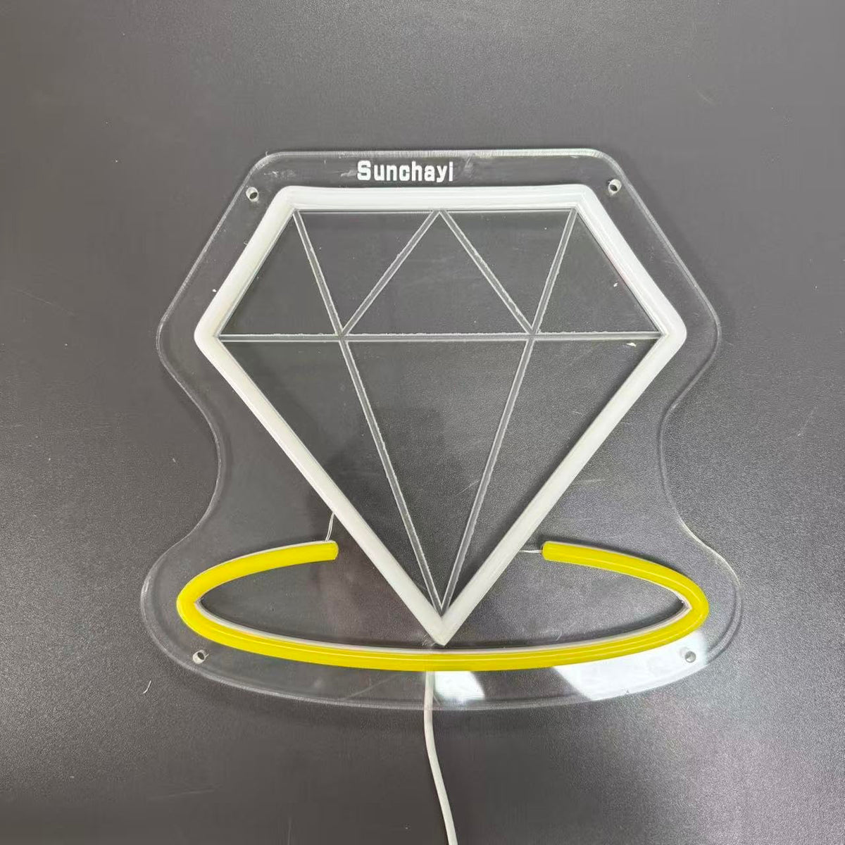 Sunchayi USB-Powered Diamond Beach Wave LED Night Light for Man Cave, Bedroom, Wedding, Living Room, Party, Bar - Adjustable Brightness Glowing Neon Sign