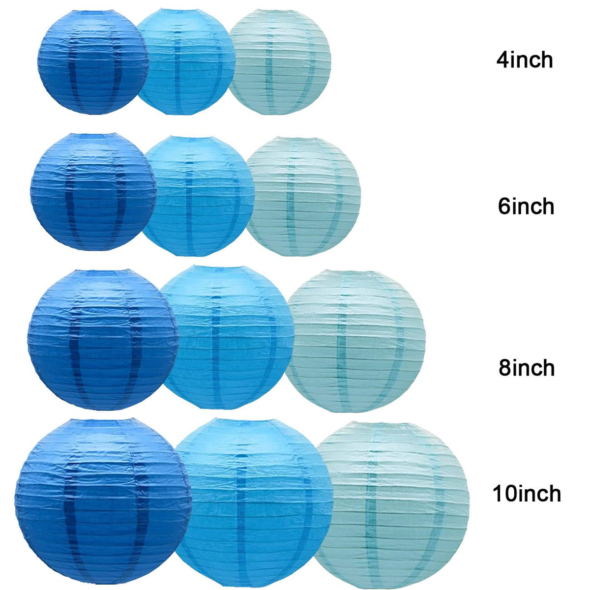 SIPRKAICT Blue Paper Lanterns Party Decorations,12pcs Hanging Paper Lantern for Classroom,Baby Shower,Graduation,Wedding,Birthday