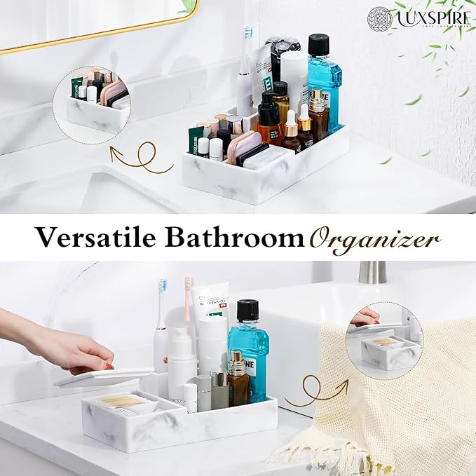 Luxspire Bathroom Counter Organizer, Marble Toothbrush Holder