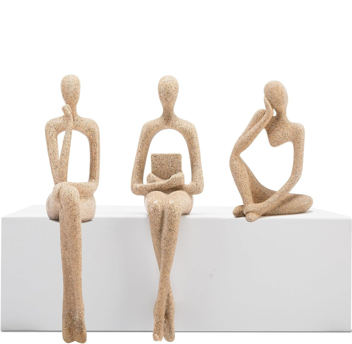 Gold Home Decor Thinker Statue Accents, Set of 3 Thinker Sculptures Office Decor Modern Abstract Resin Decoration on Shelf Table Desk for Living Room Office Bedroom Bookshelf Decor (Small)