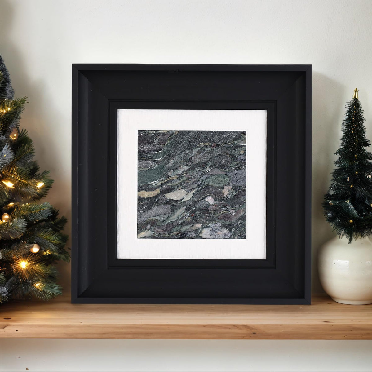 Natural Marble Decorative Wall Art Home Decor for Living Room Abstract Stone Painting Bedroom Aesthetic Office Farmhouse Fall Heavy Texture Picture Framed 14x14 inch Four Seasons Green