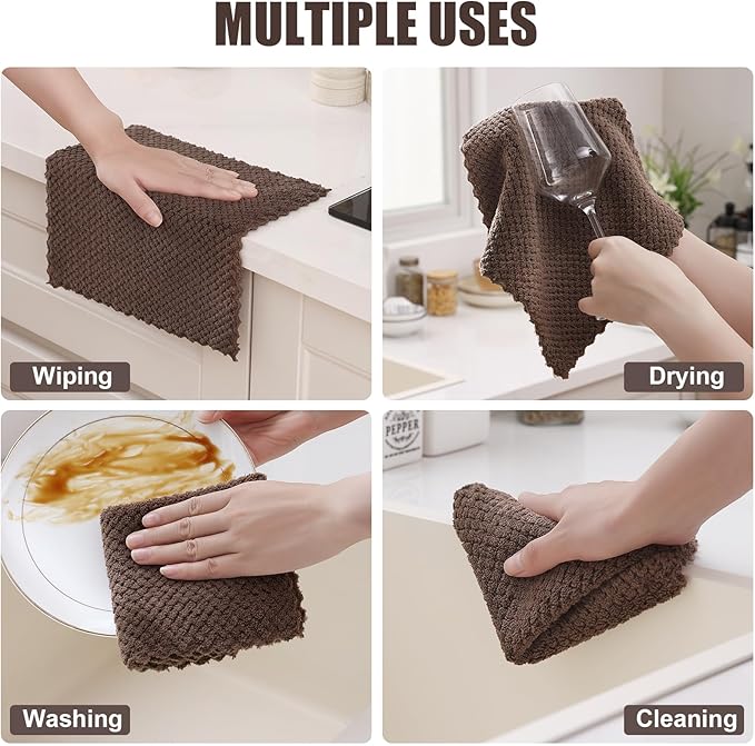 Homaxy 12 Pack Kitchen Dish Cloths, Ultra Soft and Absorbent Dish Towels