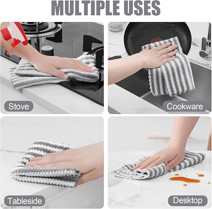 Homaxy Kitchen Towels, Ultra Soft and Absorbent Dish Towels, Reusable Fast