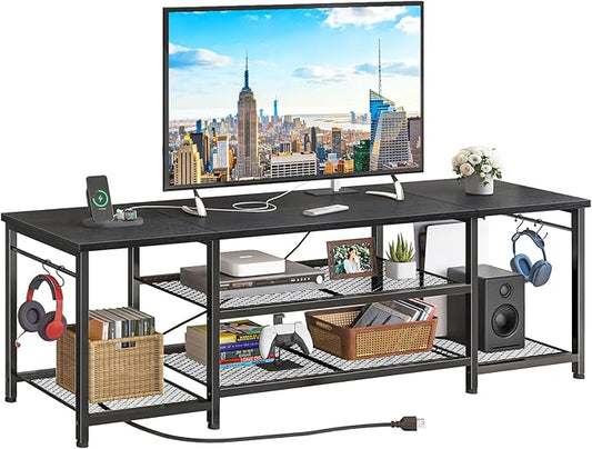 YGEOMER TV Stand for Up to 75 Inch TVs, Entertainment Center