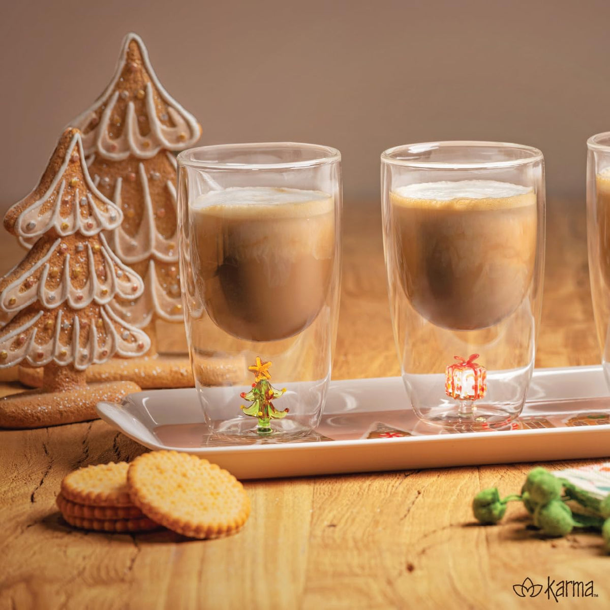 Karma, Melamine Holiday Trinket Tray, Narrow Christmas Jewelry Dish Tray for Rings Bracelets Necklace, Gingerbread
