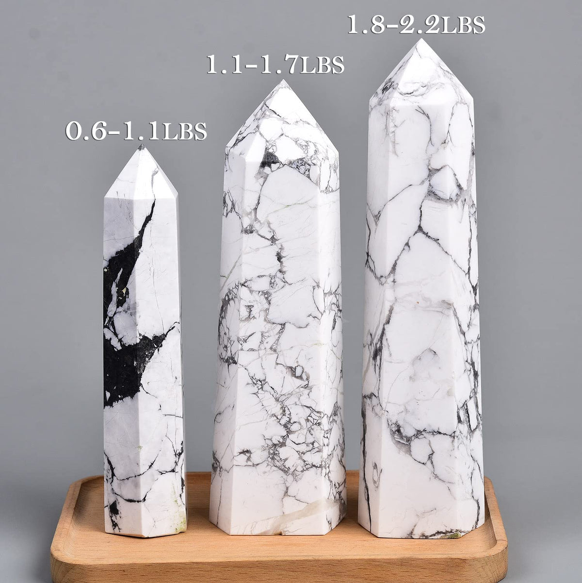 AMOYSTONE White Howlite Stone Tower Large Healing Crystal Obelisk Wand Crystal Decor Spiritual Gifts 1.8-2.2 LBS