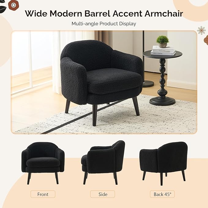 VINGLI 30.3" Wide Modern Barrel Accent Armchairs Set of 2