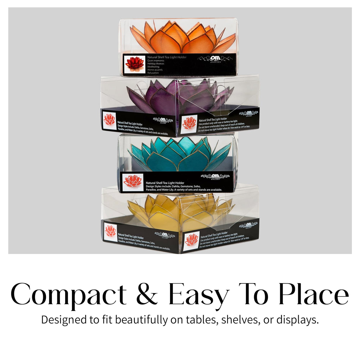OM Gallery Gemstone Lotus Tealight Holder - Handcrafted Capiz Shell Design for Soft Glow, Elegant Home & Table Decor, Wedding Centerpieces, Votive Candle Styling, and Thoughtful Gifting - Ruby