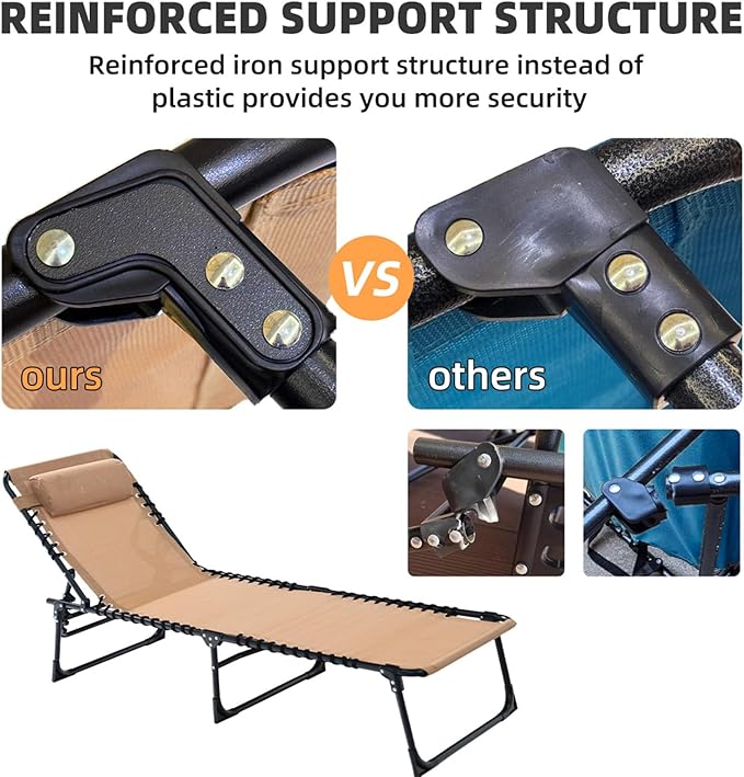 Patio Lounge Chair 2 PCS Folding Chaise Bed