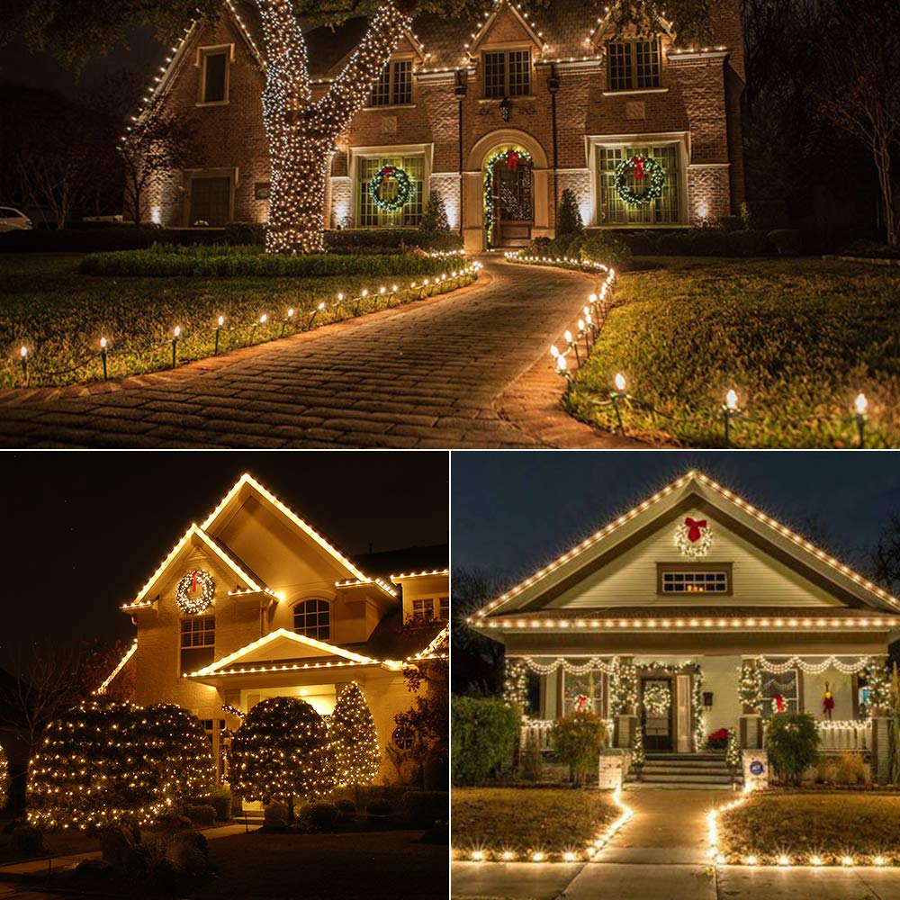 Brizled Christmas Lights Warm White, 33ft 100 LED C5 Faceted Christmas String Lights, 120V UL Certified Xmas Light Connectable Xmas Tree Light Indoor Outdoor for Home Tree Holiday Wedding Patio Decor