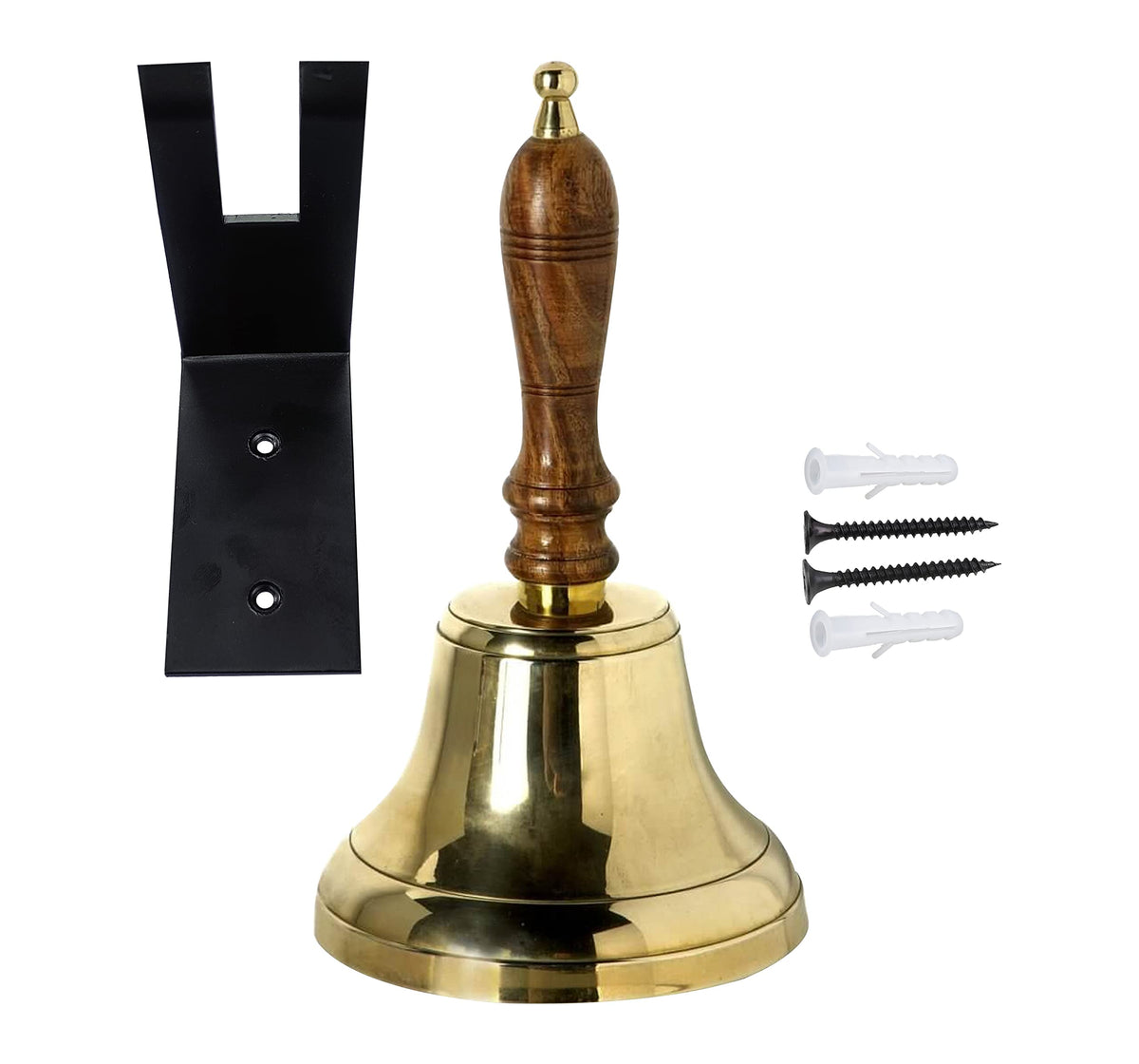 ARSUK Handbell for Adults (4 Inch) - Large School Bell with Wooden Handle - Solid Brass Call Bell for Elderly at Home, Wedding, Office, Dinner, Meditation, and Service