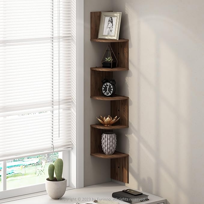 Furinno Rossi 5-Tier Floating Corner Shelf