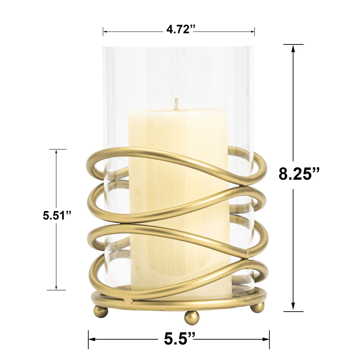 Hurricane Glass Pillar Candle Holder Craftsmanship with Removable Glass for Halloween, Christmas, Thanksgiving, New Year, Wedding Party Anniversary Home Decor (Gold)