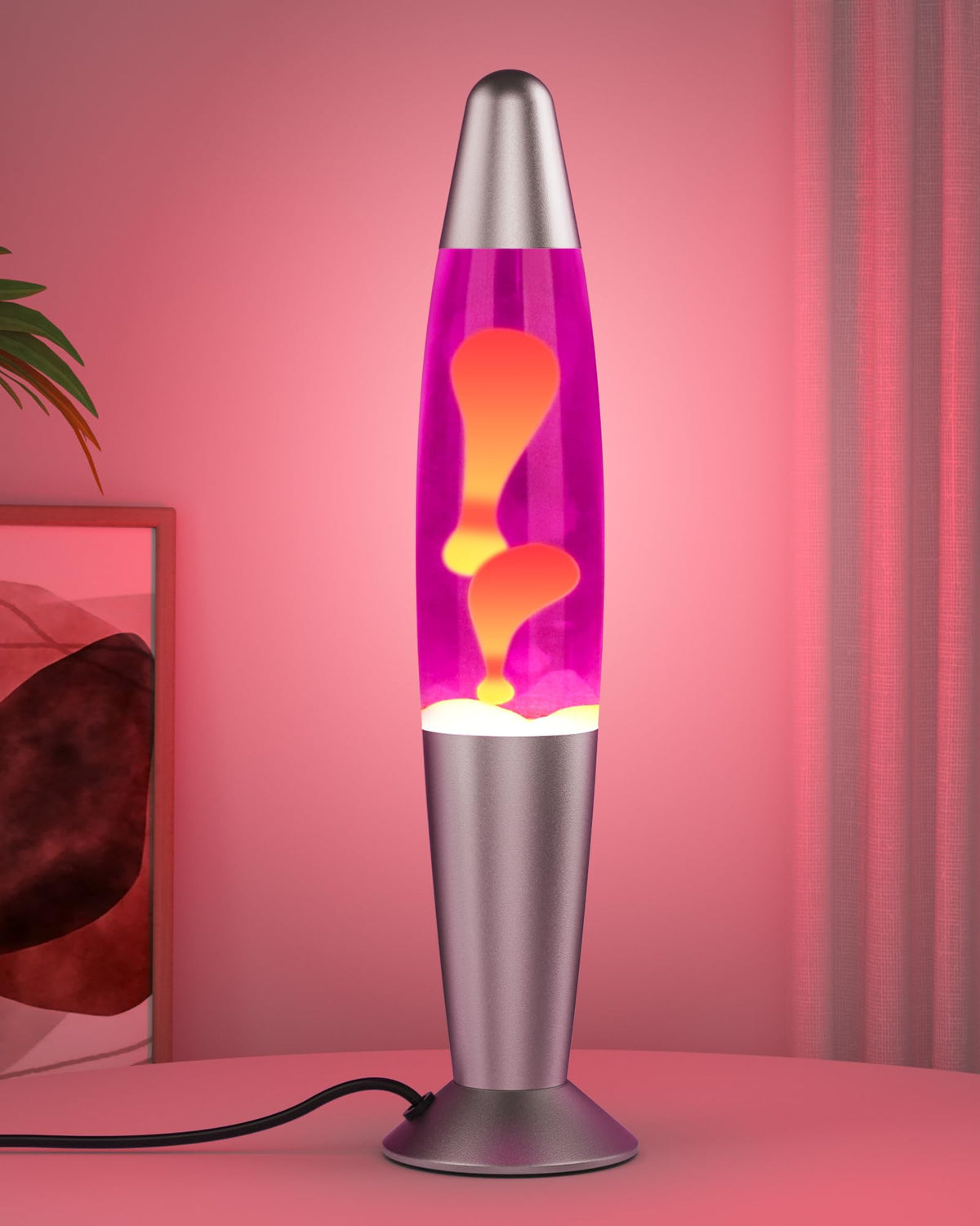 Eadaiylon Pink LED Motion Lamp for Adults and Kids, Liquid Motion Lamps with Yellow Wax Flows, Nigh Light Lamp Home Office Room Decor Great Gift for Women and Girls