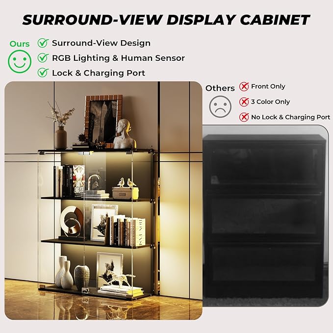 VersionTECH. Glass Display Cabinet