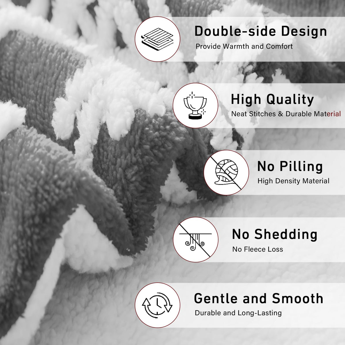 Sherpa Throw Blanket for Couch - Grey Blanket, Snowflakes Pattern, Warm Winter Cabin Throw, Premium Microfiber & Soft Touch, Plush & Fluffy, Warm & Cozy for Sofa and Bed, 50"x60", Grey