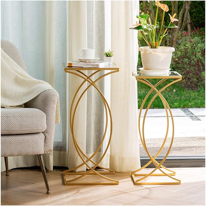 Glitzhome Nesting Side Tables, Coffee Tables Decorative Accent Tables