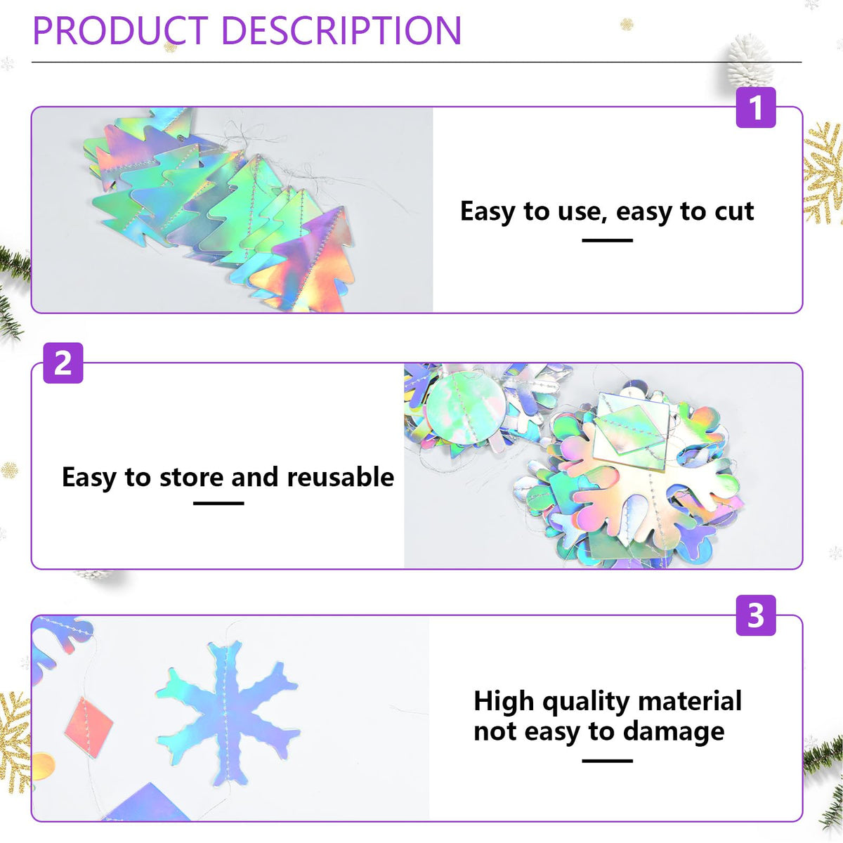 Iridescent Holographic Party Decorations, 29Pcs, Rainbow Swirl Streamers, Snowflake Garland, Christmas Tree Decor, Winter Wonderland Weddings, Disco Parties, Holiday Gatherings (29-Piece/Rainbow)