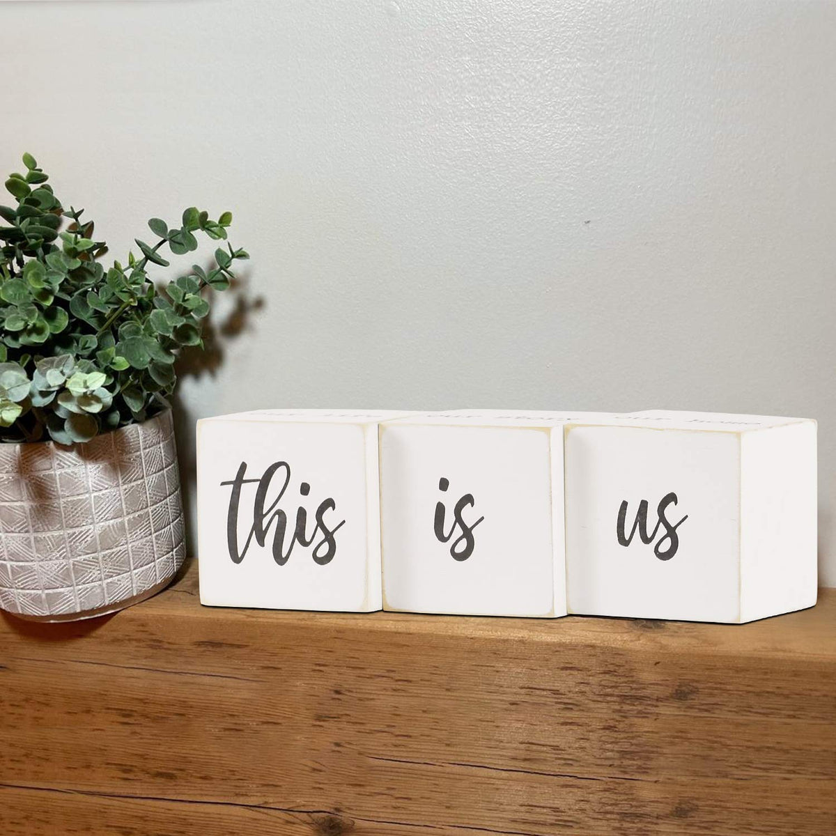 Airrioal This is Us Sign & Our Life Story Home Letter Blocks - Farmhouse Table Rustic Home Decor, TV Stand Dining Room Modern Decorations for Shelf Mantle
