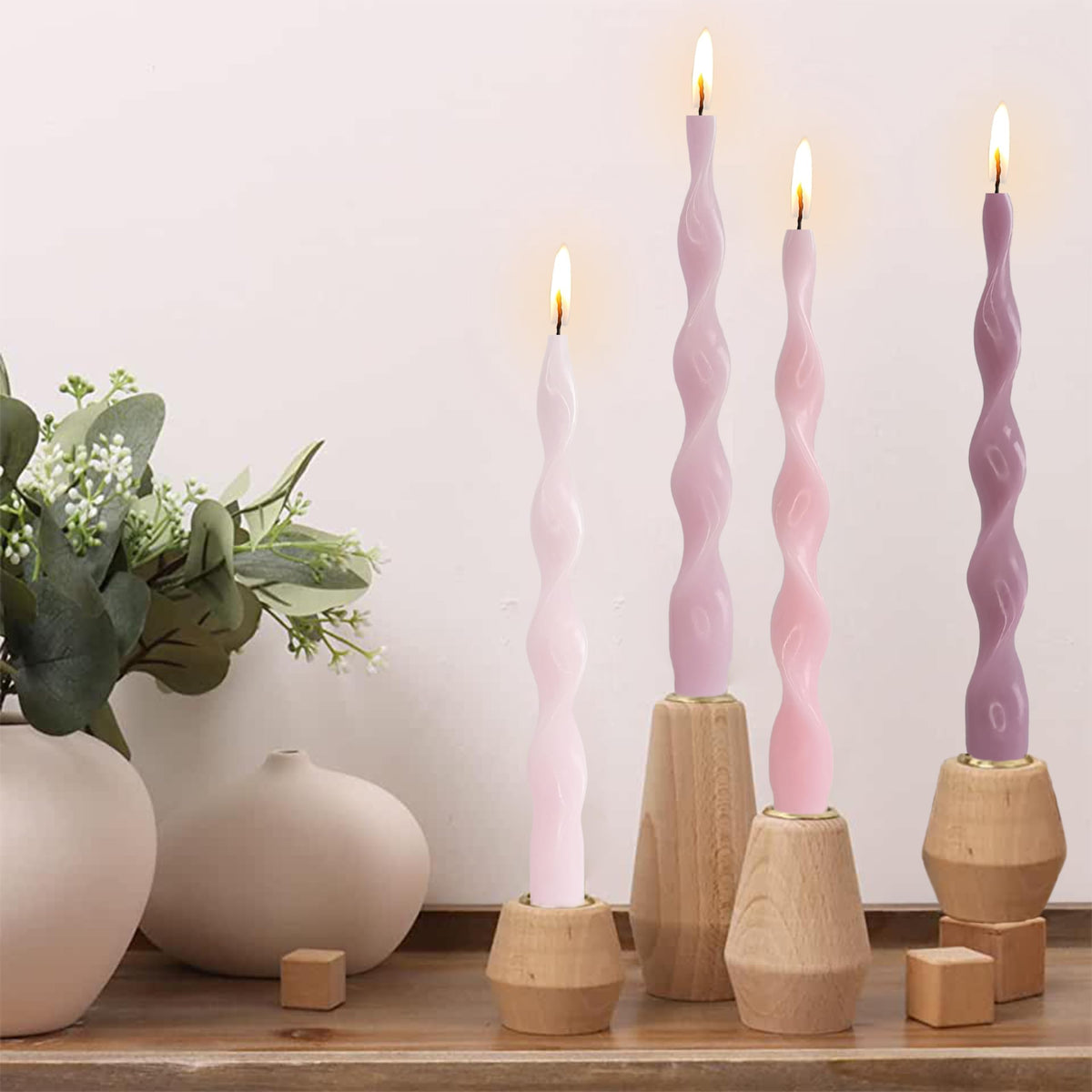 Taper Candle Pink Gradient Spiral Candlesticks Tall Tapered Candles Twisted Candlesticks Twirl Candle for Dinner Table Decor Party Wedding