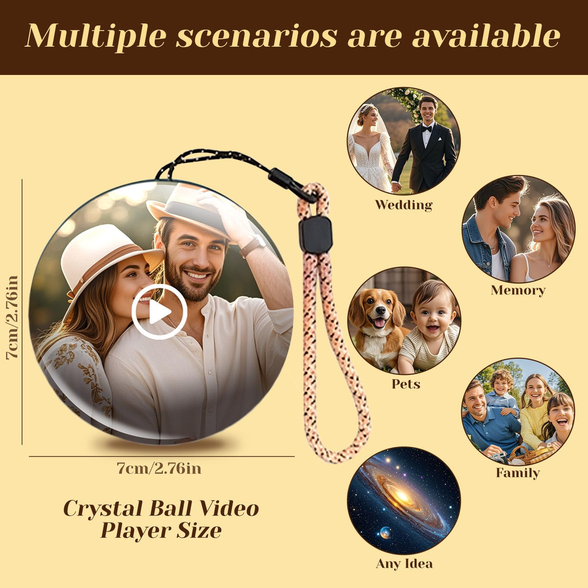 LOCZAR Memory Sphere Lamp, Crystal Ball Video Player 2.8" Memory Orbs Ornament 4GB Uploadable Videos & Photos, Personalized Unique Desk Night for Couples Friends Birthday Christmas (White Memory Orb)