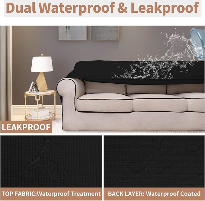 Easy-Going 100% Waterproof Loveseat Couch Cover, Dual Waterproof Sofa Cover