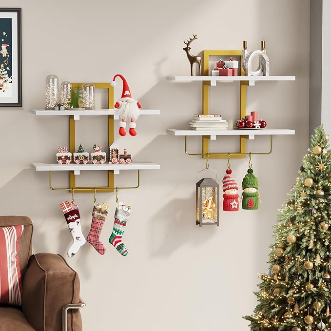 Creso hom Floating Shelves, Hanging Bathroom Shelves 2-Tier, Wall Mounted