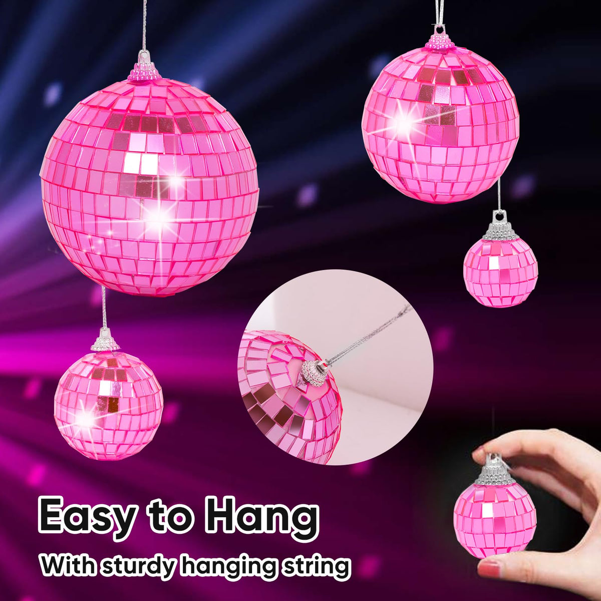 Mini Pink Disco Ball Ornaments: 60 Pack Small Disco Balls Pink Disco Party Decorations for Christmas Tree Cake Room Cake Room Birthday