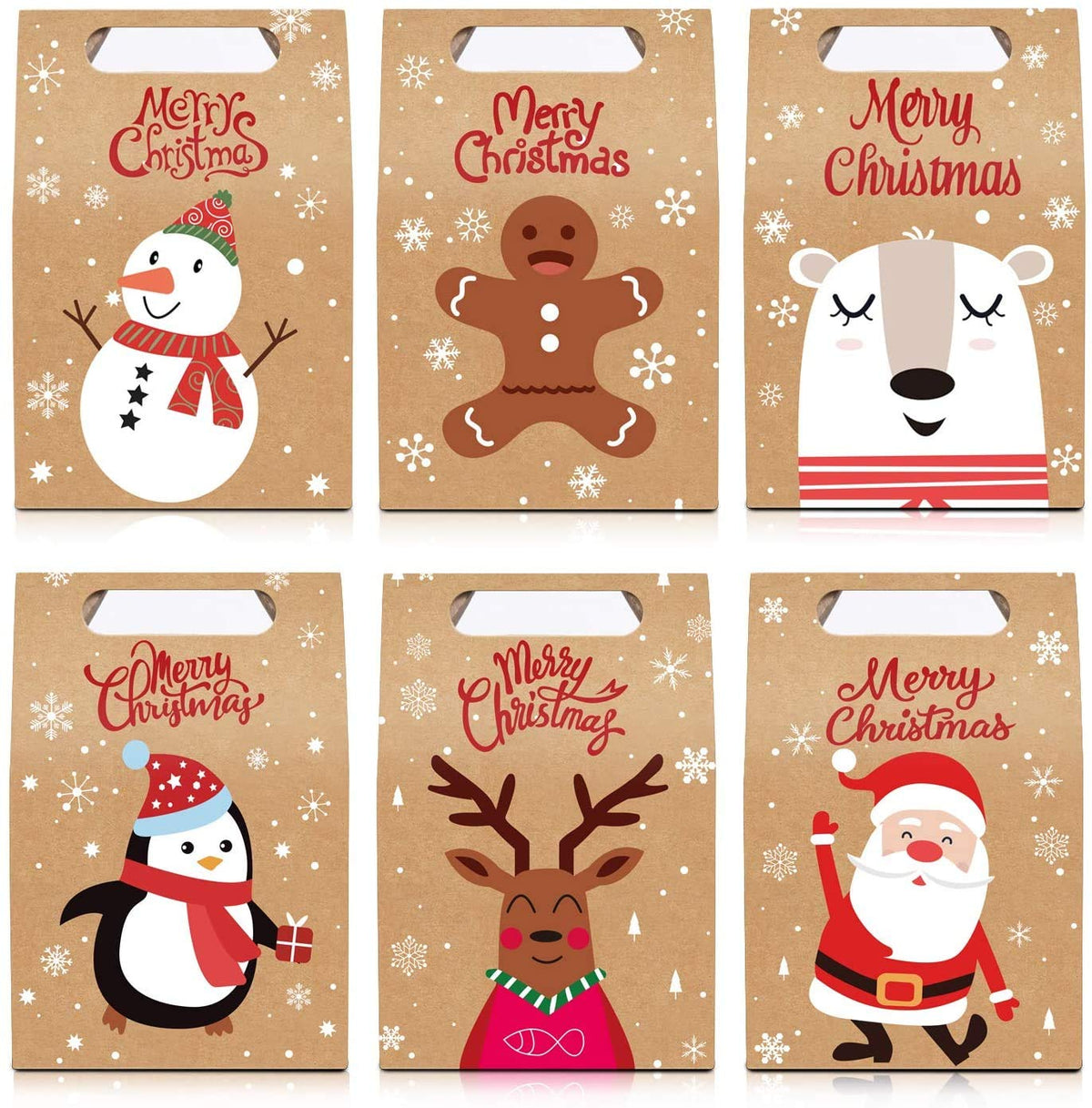 LOKIPA Christmas Kraft Paper Gift Boxes, 24pcs Christmas Party Treat Goody Candy Boxes for Xmas Party Bag Fillers