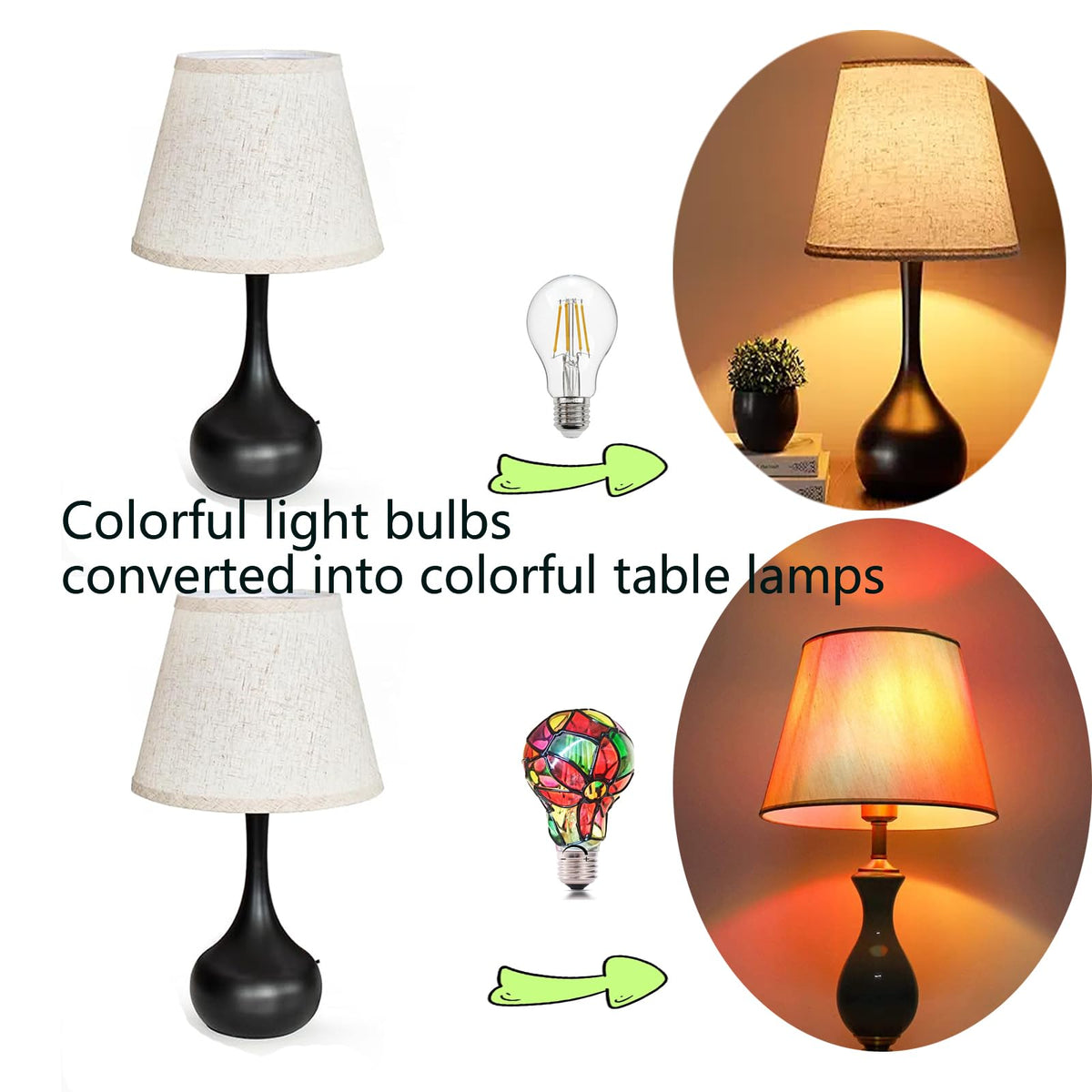 POXIN Dimmable Stained Glass LED Light Bulb,E26 Base Warm Light 2700K 5 Watts A19/A60 LED Light Bulbs,Sunflower Tiffany Lamp for Bedside Living Room Dormitory Dining Room Decorate Gift 2Pack