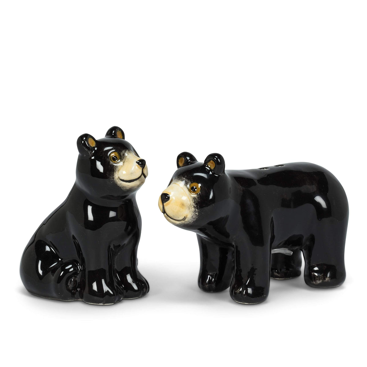 Abbott Collection Black Bear Salt & Pepper Shaker Set - Ceramic, Black (3.5 inches L)
