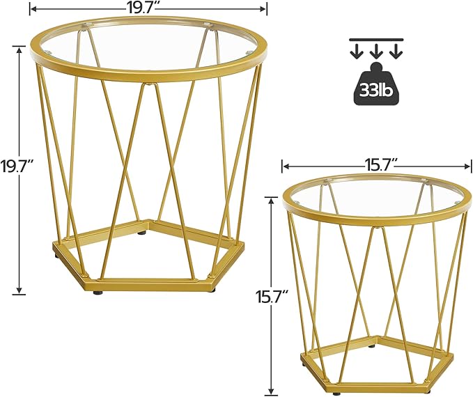 HOOBRO Small Coffee Table Set of 2, Round Coffee End Table