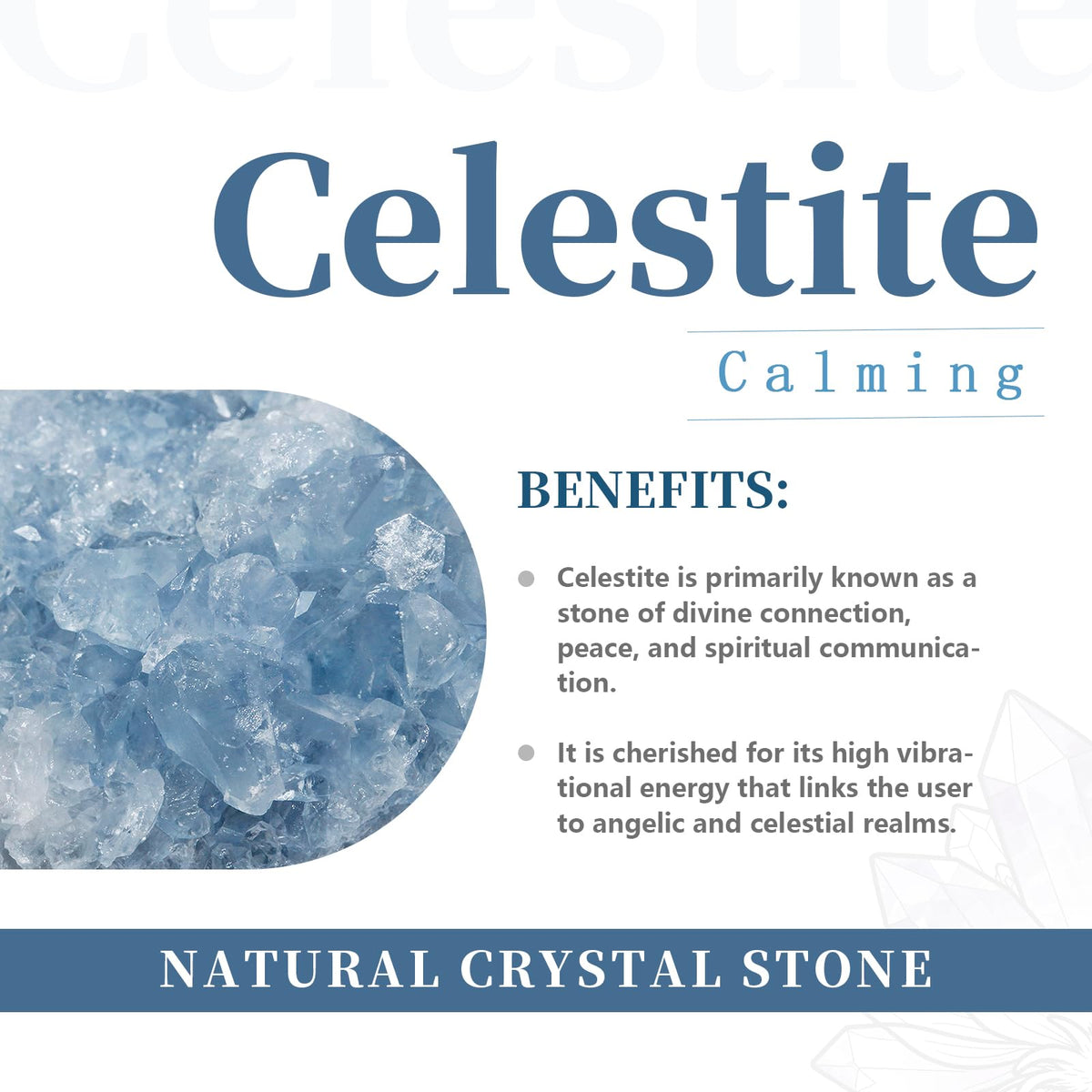 Rockcloud Natural Blue Celestite Crystal Ball with Acrylic Stand Polished Decorative Sphere Figurine Sculpture for Divination, 2.79-3.14 Inches