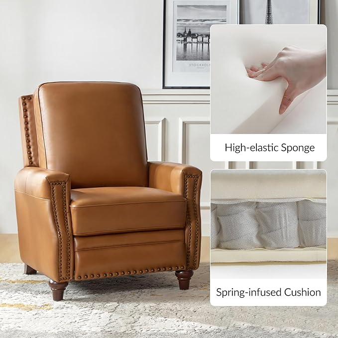 HULALA HOME Genuine Leather Manual Recliner Chair