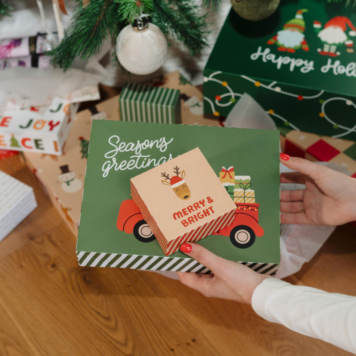 ZICOTO Beautiful Christmas Gift Boxes Set of 15 - Stylish Holiday Present Boxes with Assorted Festive Designs for Easy Christmas Gift Wrapping - Perfect Variety Set for Shirts, Clothing and More