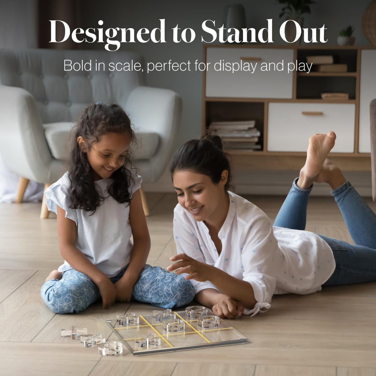 Aliz Collection Acrylic Tic Tac Toe Set - Luxury Tic Tac Toe Table Decor - Modern Coffee Table Game & Clear X and O Pieces - Decorative Acrylic Game for Home or Office - 10.23 x 10.23 x 1.06 Inches