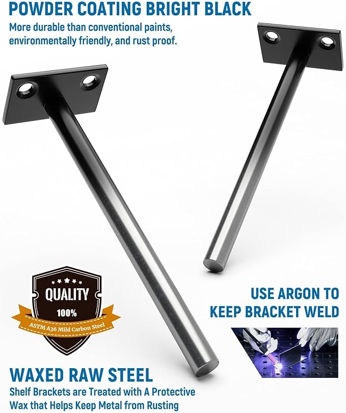 LEOPO Black 32-Pack 5 inch Floating Shelf Brackets, Hidden Shelf Bracket